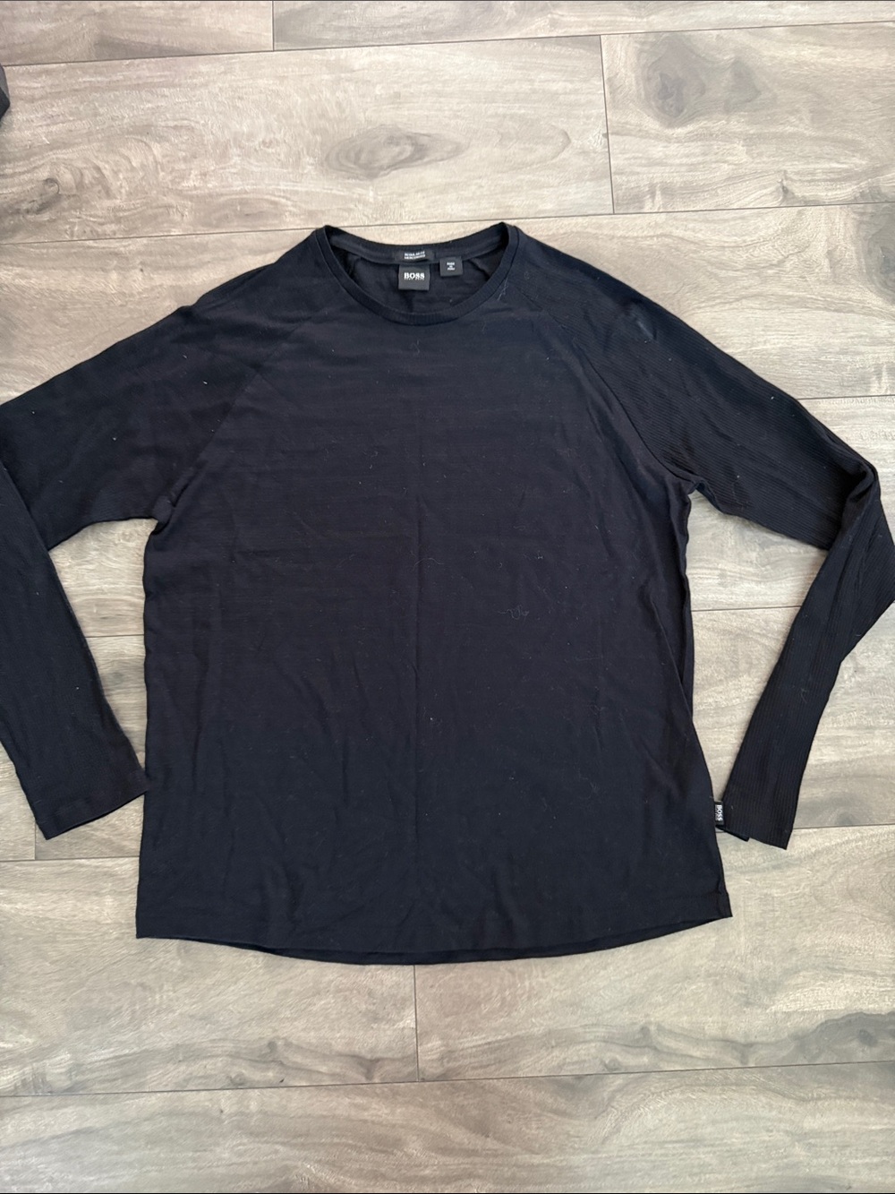 BOSS Long Sleeve Crew Neck Shirt in Black